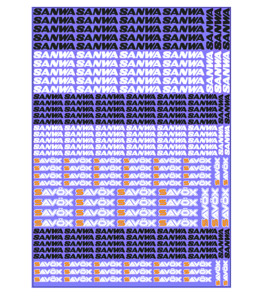 Sanwa Savöx Aufklebersatz grösse A4 auf transparenter Folie